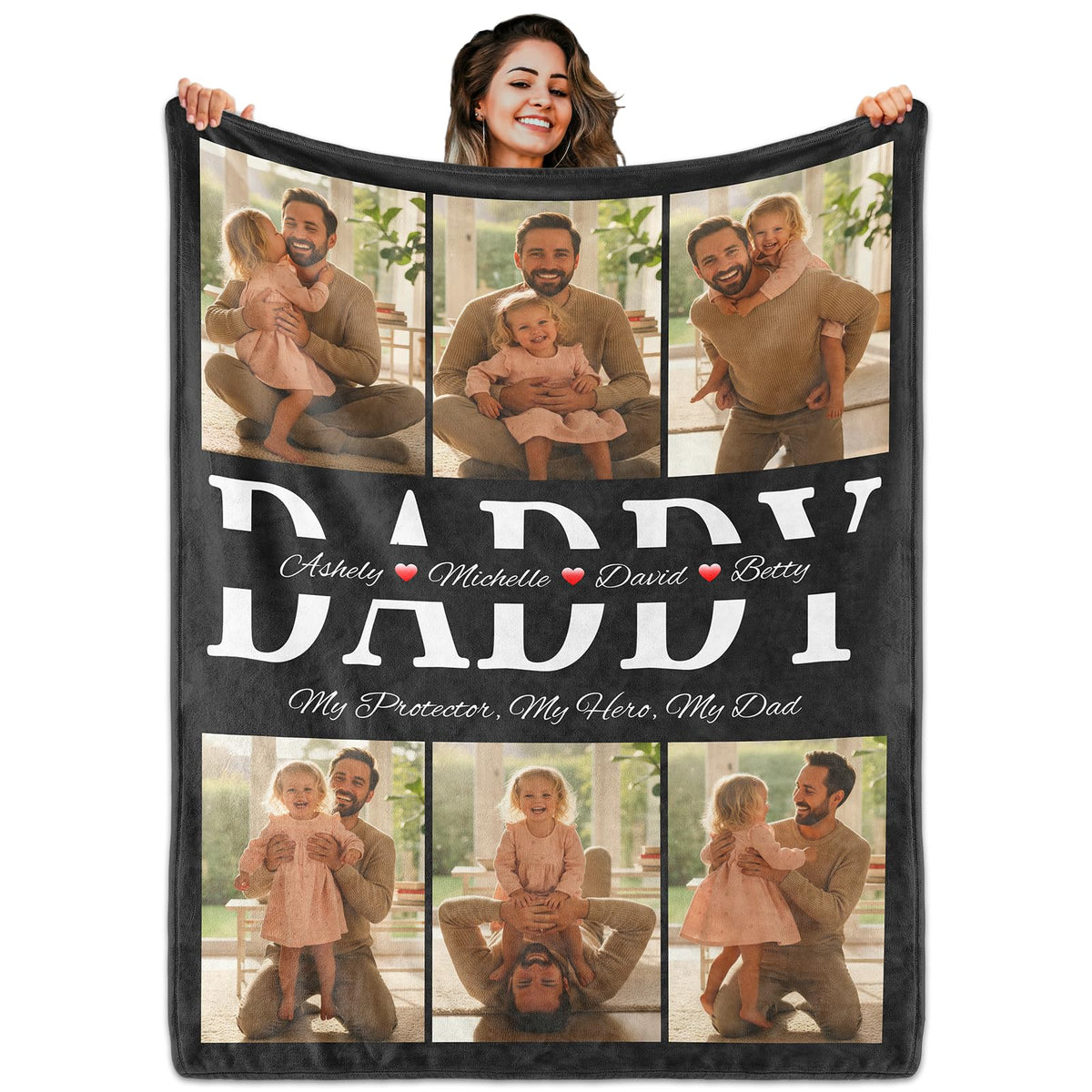 Custom Blanket with Picture Text, Personalized 1 Photo Blanket, HD Printing Customized Flannel Throw Blanket Gifts for Mom Dad Couple Girlfriend Boyfriend Wife Husband