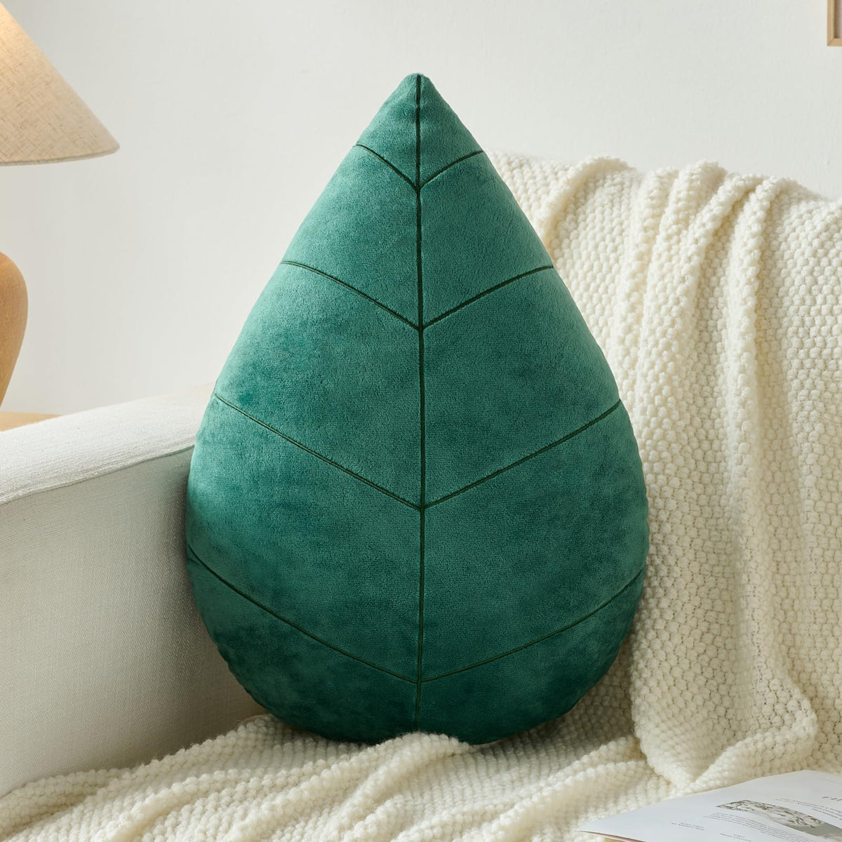 Leaf Pillow, Cute Decorative Throw Plant Pillow (Light Green, 15 Inches)
