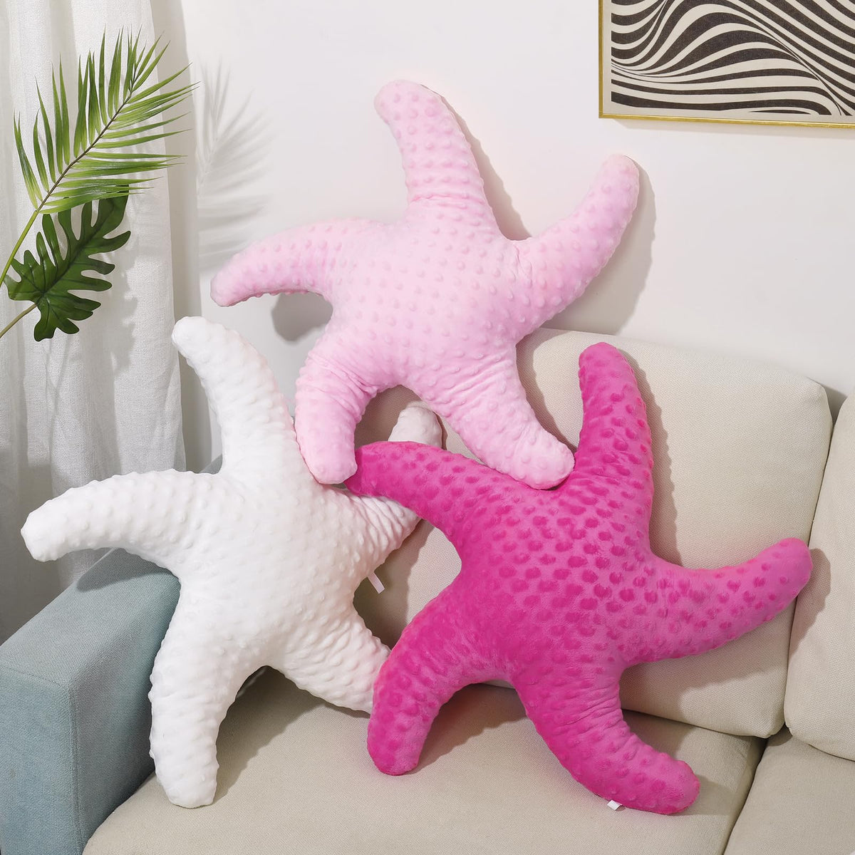 Marble Empire Starfish Pillow for Couch and Bed, Coastal Decor Throw Pillow, Ocean Beach Theme Accent Pillow for Living Room（Aqua）