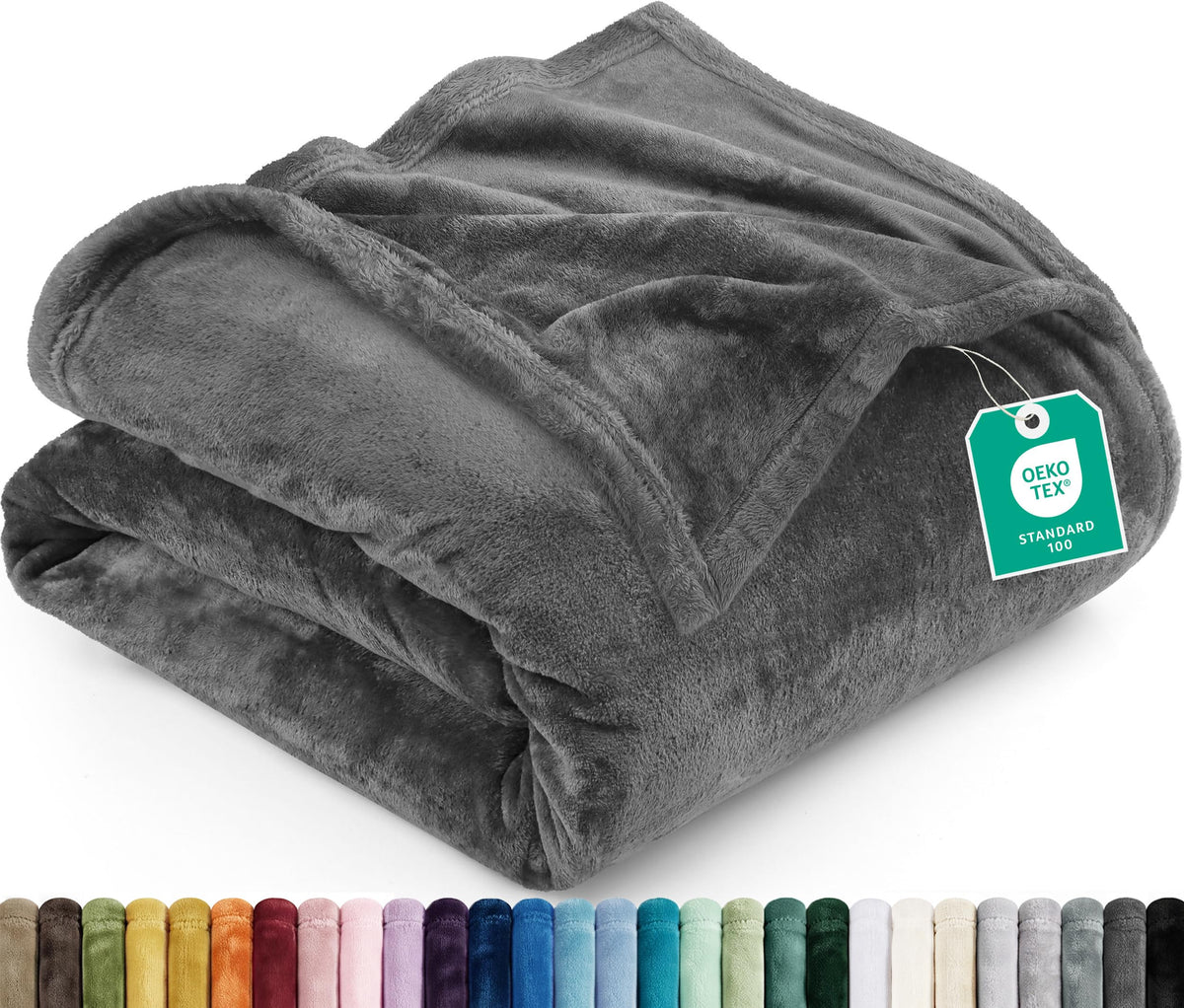 Utopia Bedding Ultra Soft Fleece Bed Blanket Full Size Grey (90x84 Inches)