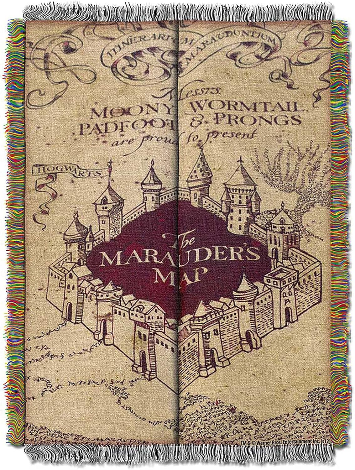 Northwest Harry Potter Woven Tapestry Throw Blanket, Designer Home Décor, Modern, Unique Gift, 48" x 60", Marauder's Map