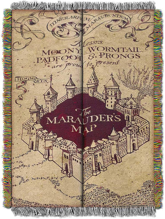 Northwest Harry Potter Woven Tapestry Throw Blanket, Designer Home Décor, Modern, Unique Gift, 48" x 60", Marauder's Map