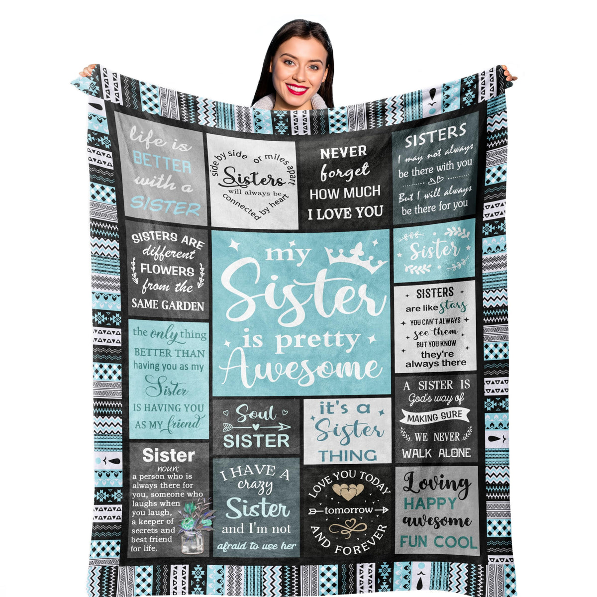 Ruvinzo Sister Gifts from Sis, Sisters Birthday Gift Idea, Best Sister Ever Gift for Women, Birthday Gifts for Sisters, Sis Soft Throw Blanket 60" x 50"
