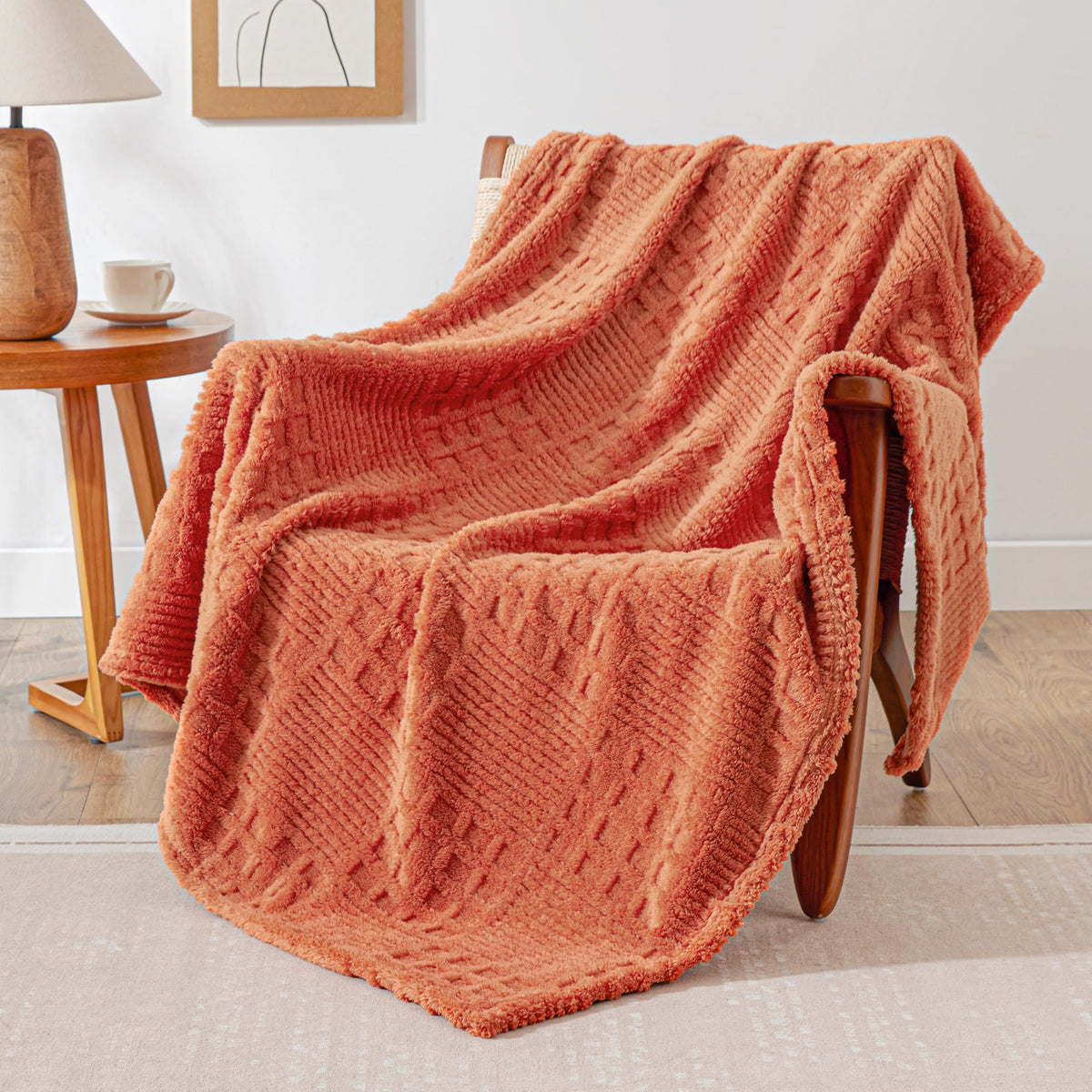 EXQ Home Turtle Shell Throw Blanket Beige for Couch Gentle Soft Fleece