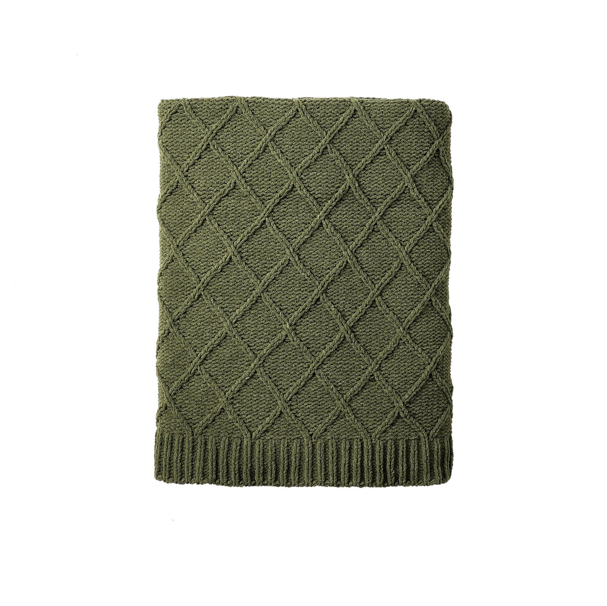 CREVENT Farmhouse Boho Knitted Throw Blanket for Couch Sofa Chair Bed Home Decoration, Soft Warm Cozy Light Weight for Spring Summer Fall (50''X60'' Sage Green)