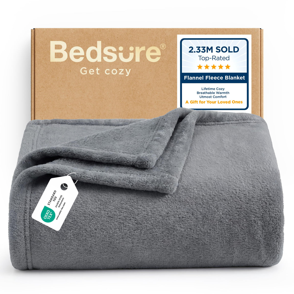 Bedsure Soft Fleece Throw Bed Blanket for Couch Grey - Lightweight Fuzzy Cozy Halloween Decorations Blankets and Throws for Sofa, Couch, Travel, Camping, 50x60 inches
