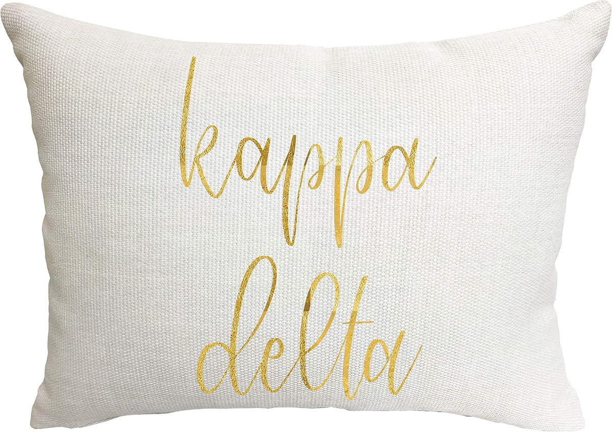 Sorority Shop Kappa Delta Pillow – Gold Script Design, 12" x 16" Lumbar Pillow Sorority