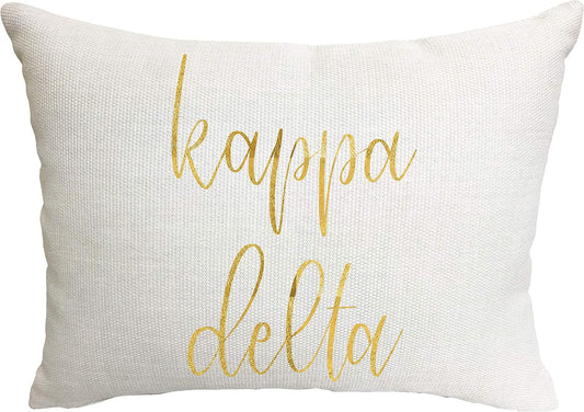 Sorority Shop Kappa Delta Pillow – Gold Script Design, 12" x 16" Lumbar Pillow Sorority