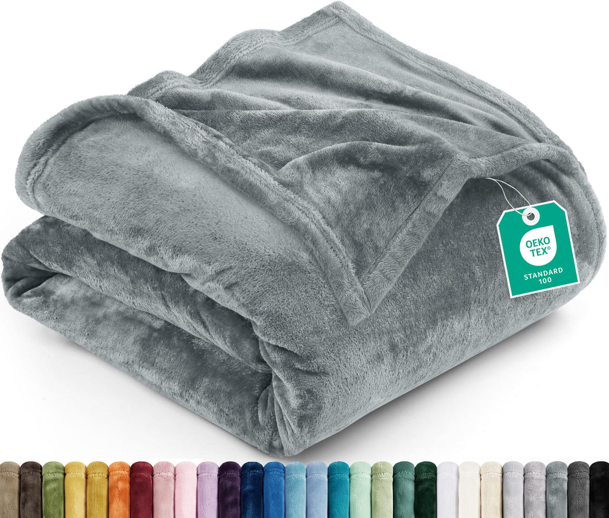 Utopia Bedding Ultra Soft Fleece Bed Blanket Full Size Grey (90x84 Inches)