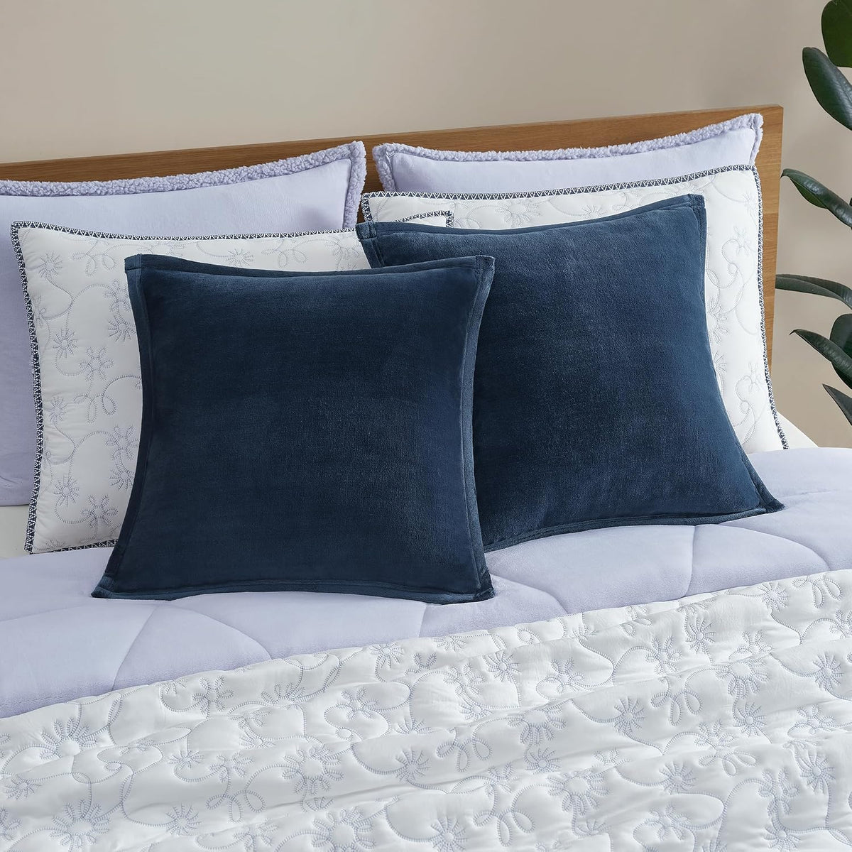 UGG Coco 2-Pack Fleece Decorative Throw Pillows, Dark Blue (Eve Blue)