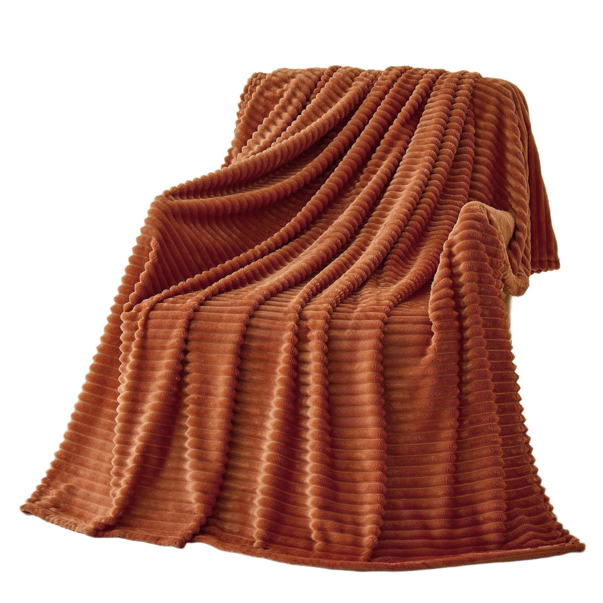 Bnuitland Burnt Orange Throw Blanket for Couch Bed, Soft Fleece Home Decor