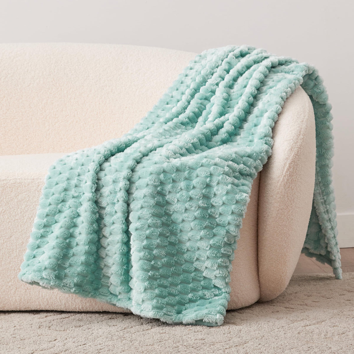 EXQ Home Turtle Shell Throw Blanket Beige for Couch Gentle Soft Fleece