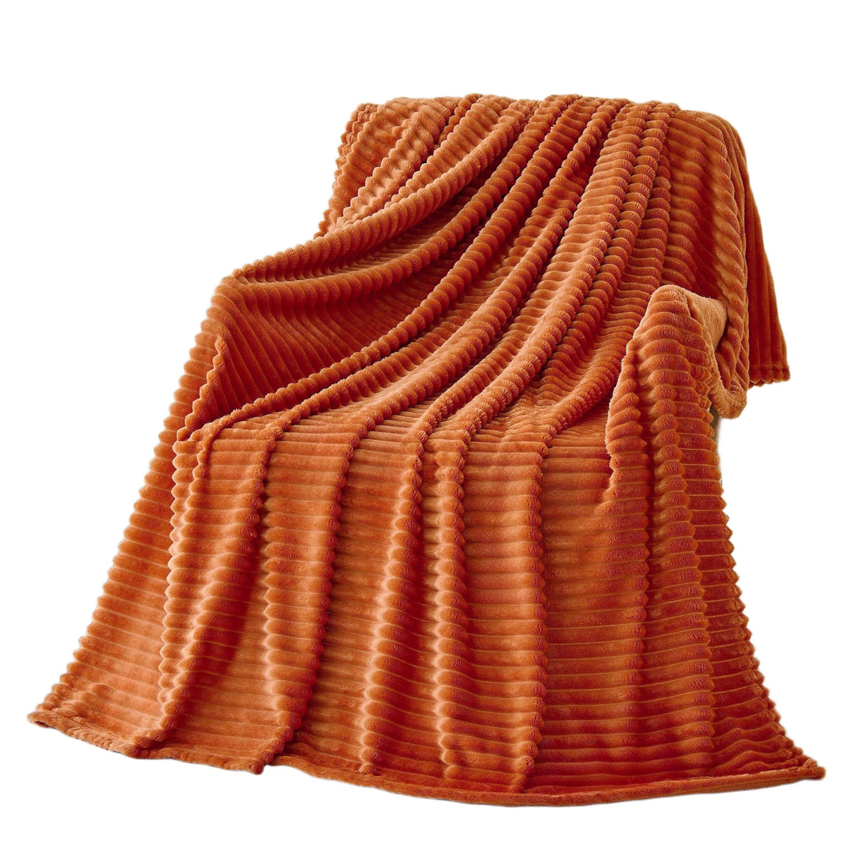 Bnuitland Burnt Orange Throw Blanket for Couch Bed, Soft Fleece Home Decor