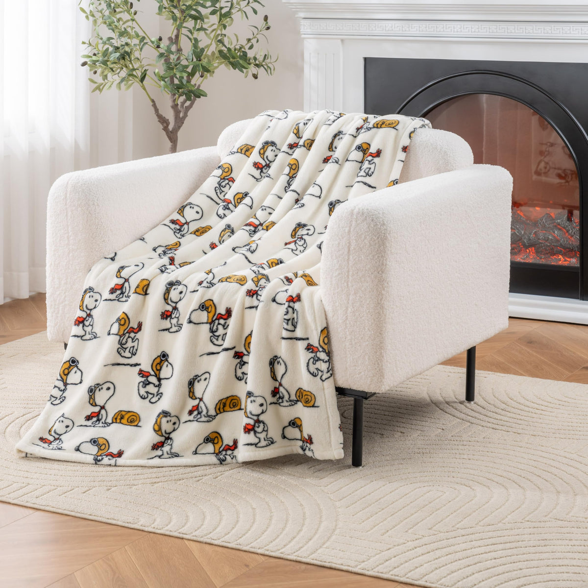 Berkshire Blanket Peanuts® VelvetLoft® Cute Character Snoopy Plush Throw Blanket,Peanuts Poses and Paws Grey,Throw 55 in x 70 in (Official Peanuts® Product)