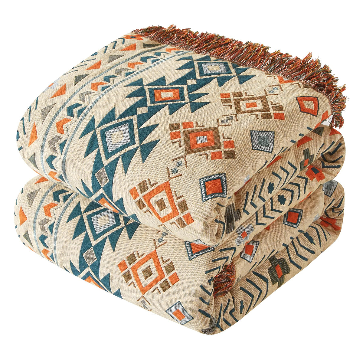 Bailix Boho Throw Blanket, 100% Cotton, Woven Floral Pattern, 60"x80"