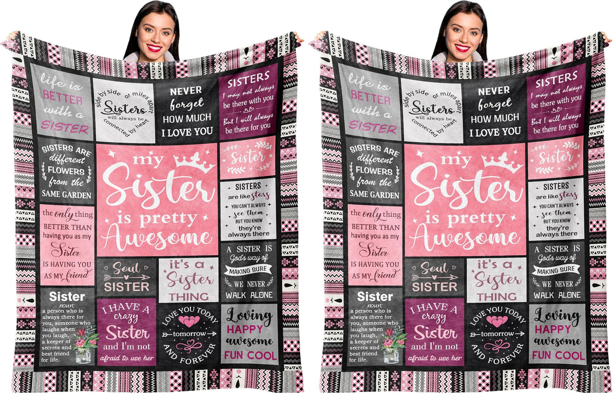 Ruvinzo Sister Gifts from Sis, Sisters Birthday Gift Idea, Best Sister Ever Gift for Women, Birthday Gifts for Sisters, Sis Soft Throw Blanket 60" x 50"