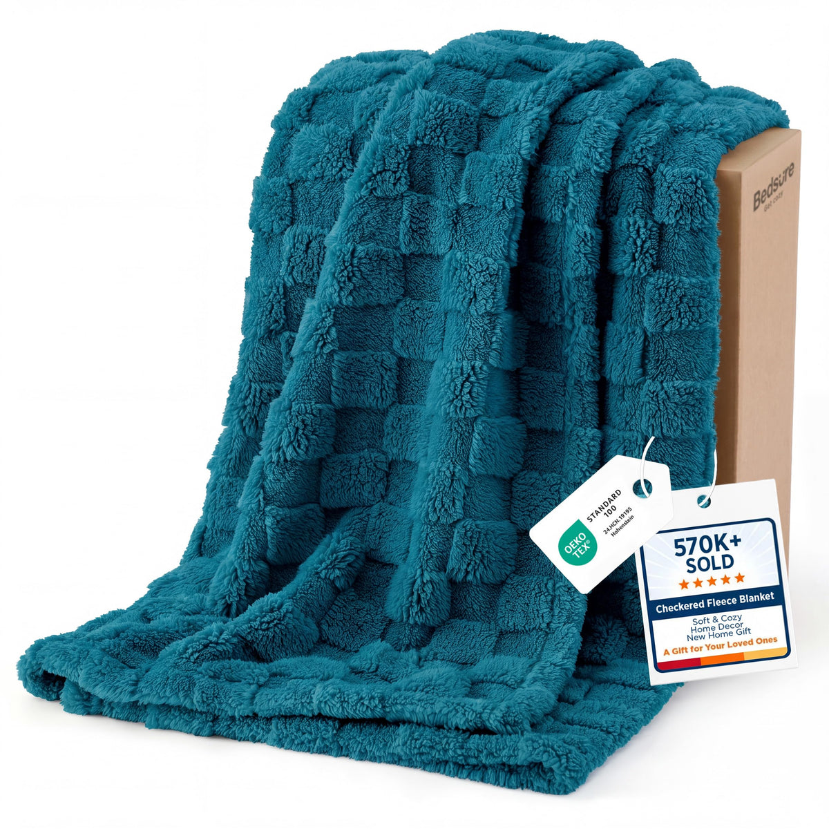 Bedsure Checkered Fleece Throw Blanket,Cute Home Decor,Sage Green,50"×60"