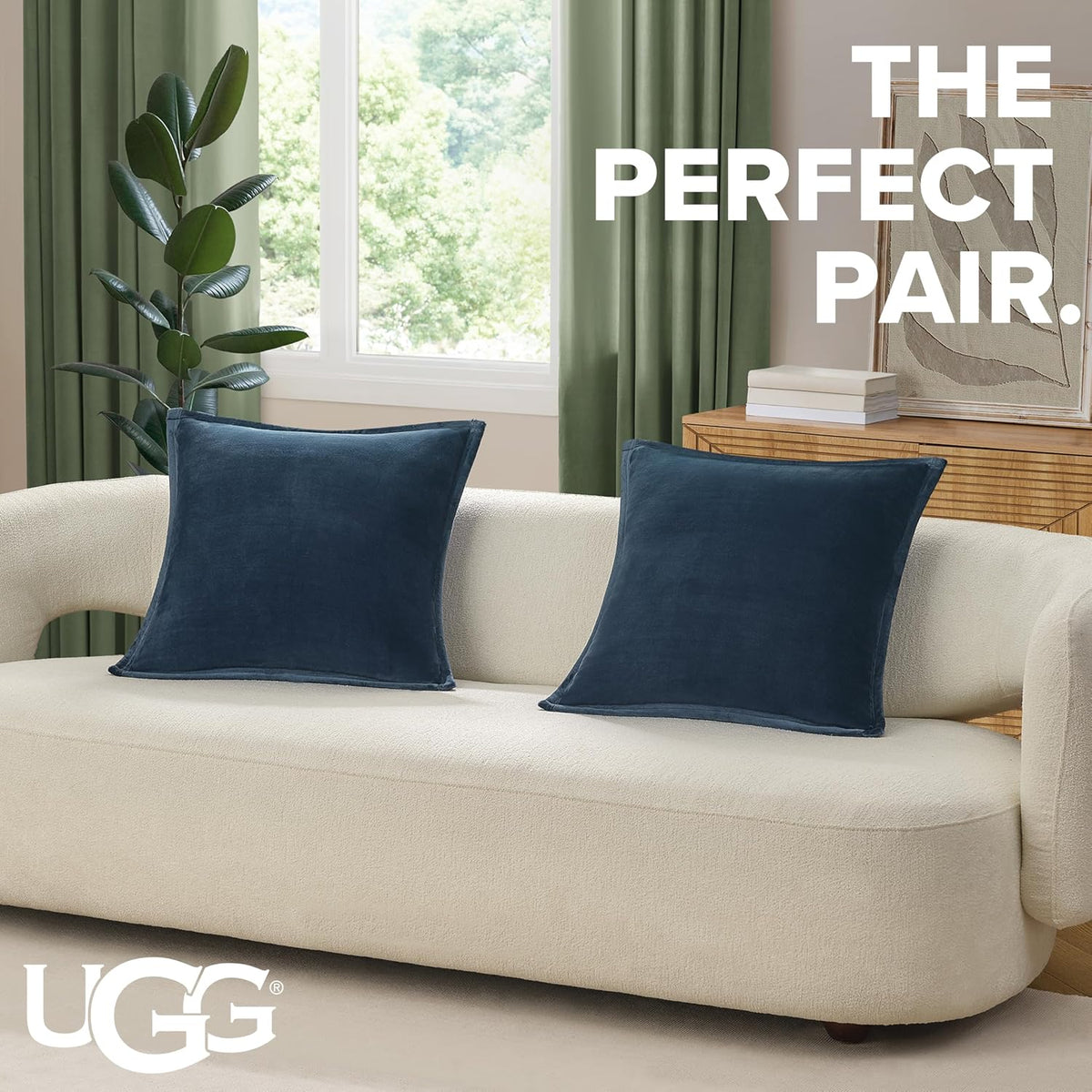 UGG Coco 2-Pack Fleece Decorative Throw Pillows, Dark Blue (Eve Blue)
