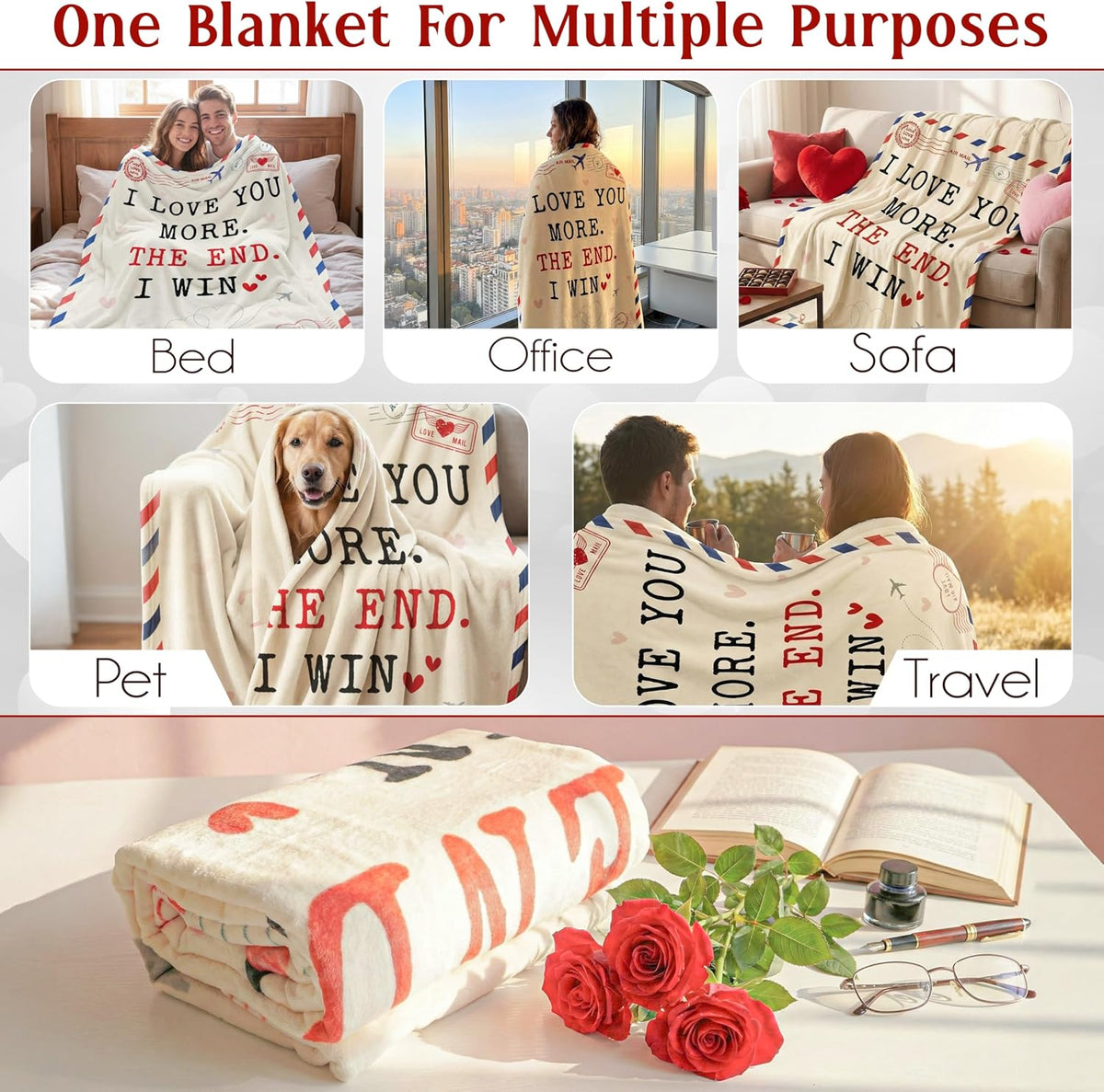 WRAPIX Anniversary Couple Gifts for Women Men - Soft Throw Blanket 50x60 in