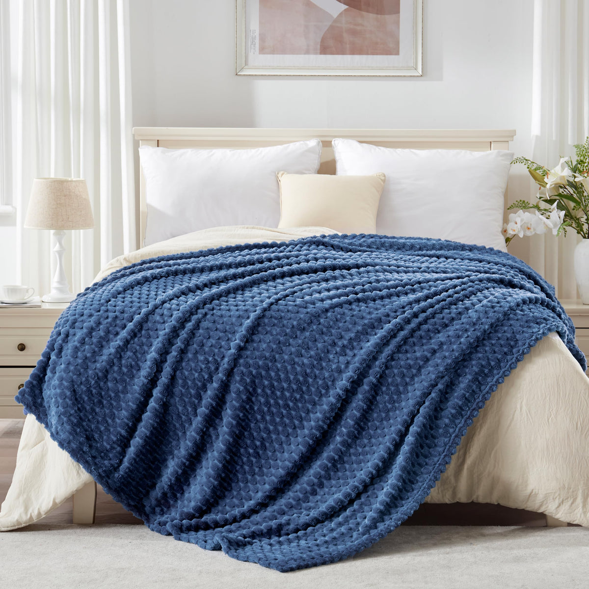 EXQ Home Turtle Shell Throw Blanket Beige for Couch Gentle Soft Fleece