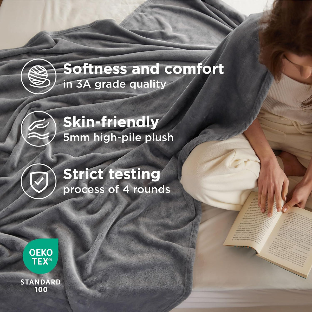 Bedsure Soft Fleece Throw Bed Blanket for Couch Grey - Lightweight Fuzzy Cozy Halloween Decorations Blankets and Throws for Sofa, Couch, Travel, Camping, 50x60 inches