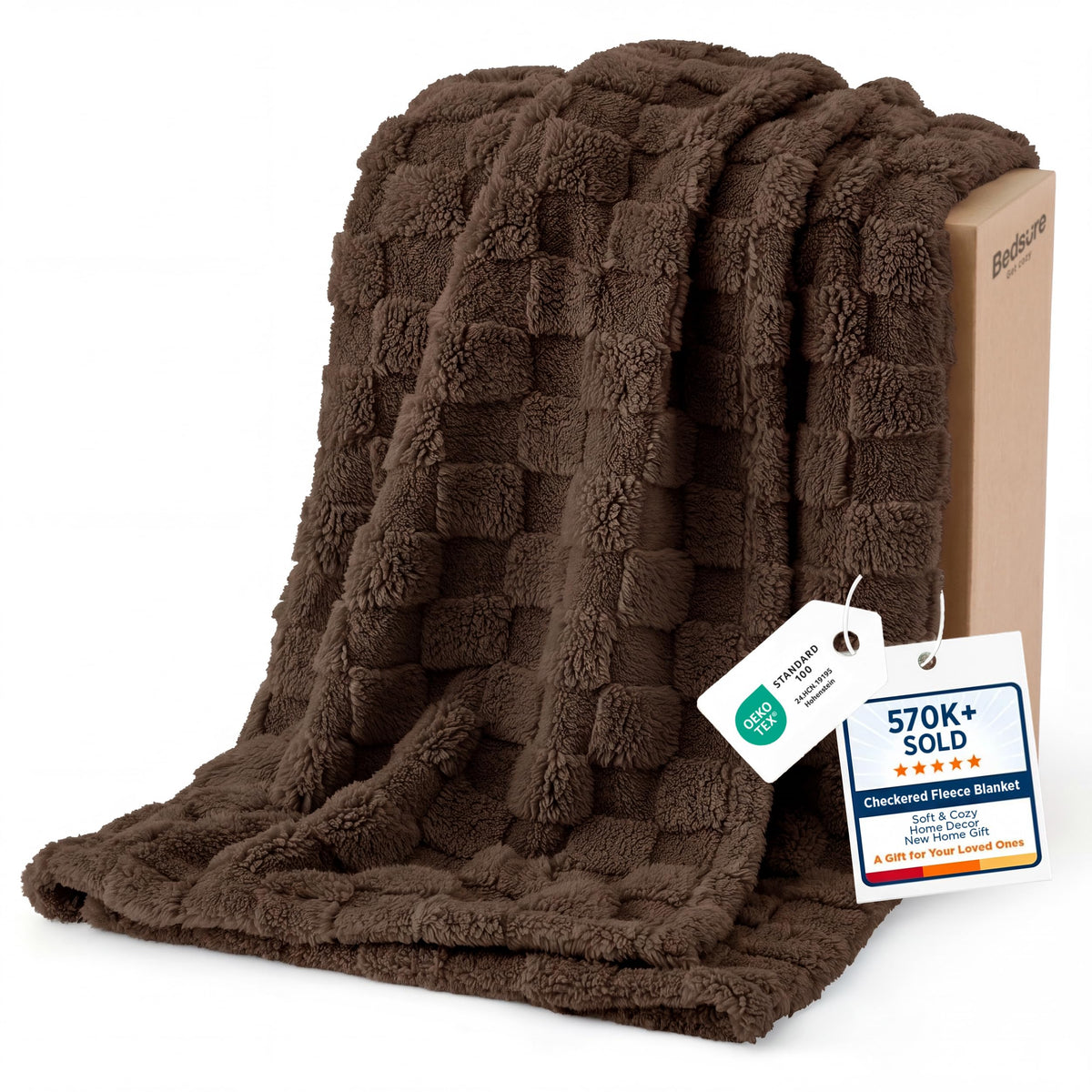 Bedsure Checkered Fleece Throw Blanket,Cute Home Decor,Sage Green,50"×60"