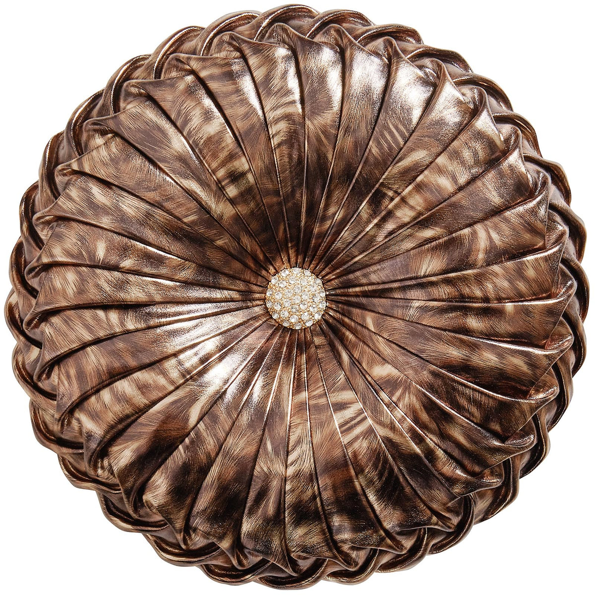 EUCIOR Gold Throw Pillows,Circular Pillow,Pumpkin Pleated Handmade Throw Pillows,Gold Pillows,Smooth Metallic Leather Decorative Pillows for Home Decor Bedroom Living Room Couch Bed Sofa