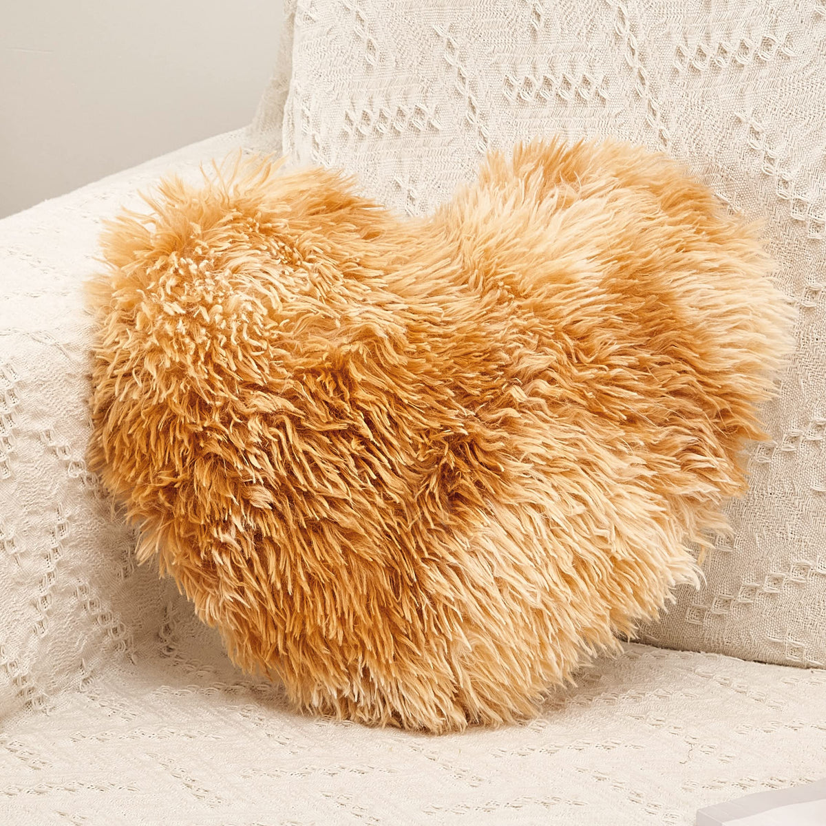 MOOWOO Fluffy Heart Pillow, Faux Fur Throw Pillow,Sherpa Plush Fluffy, Cute Soft Throw Cushion, Christmas Day,Valentines Day Decor for Home Bed Couch (Purple)