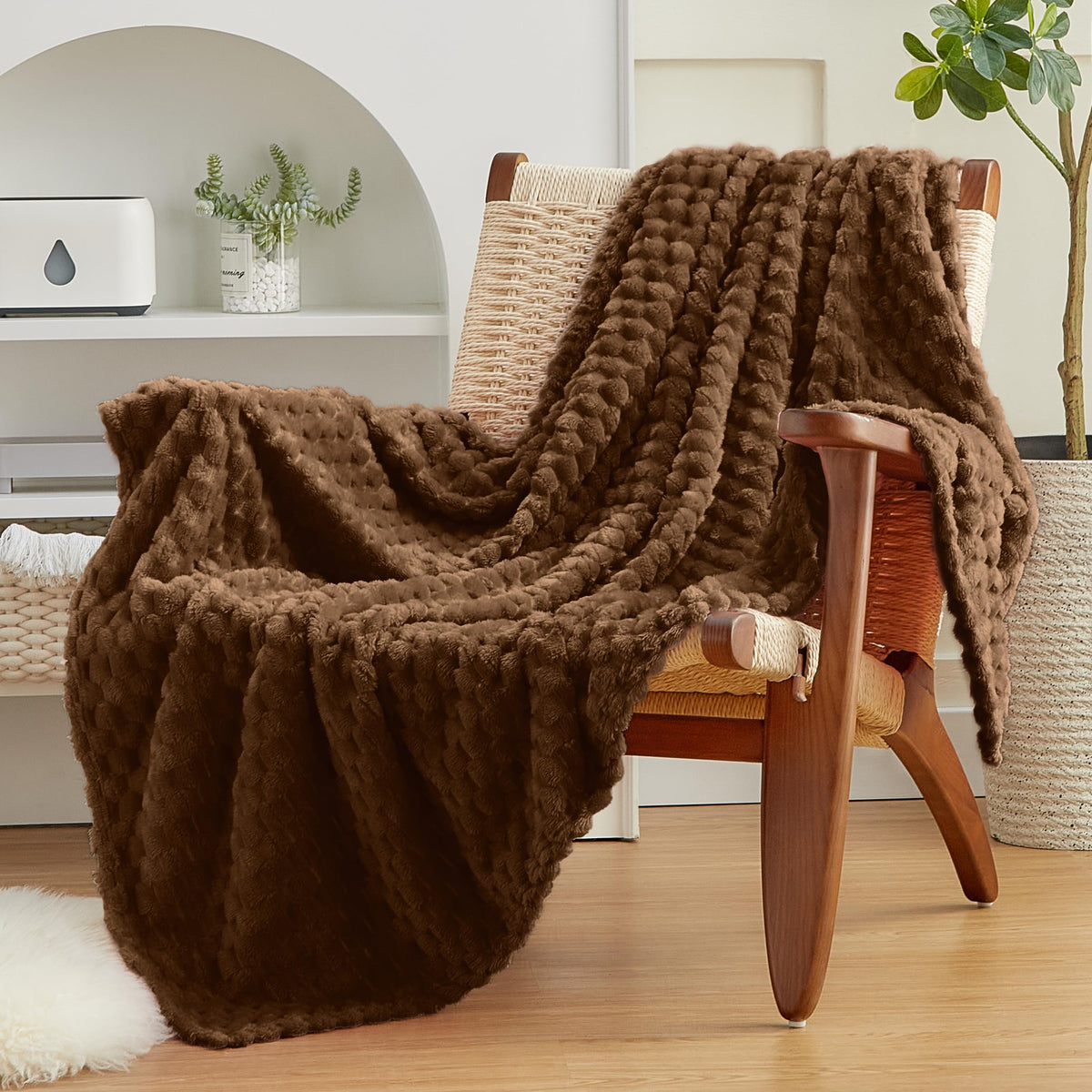 EXQ Home Turtle Shell Throw Blanket Beige for Couch Gentle Soft Fleece