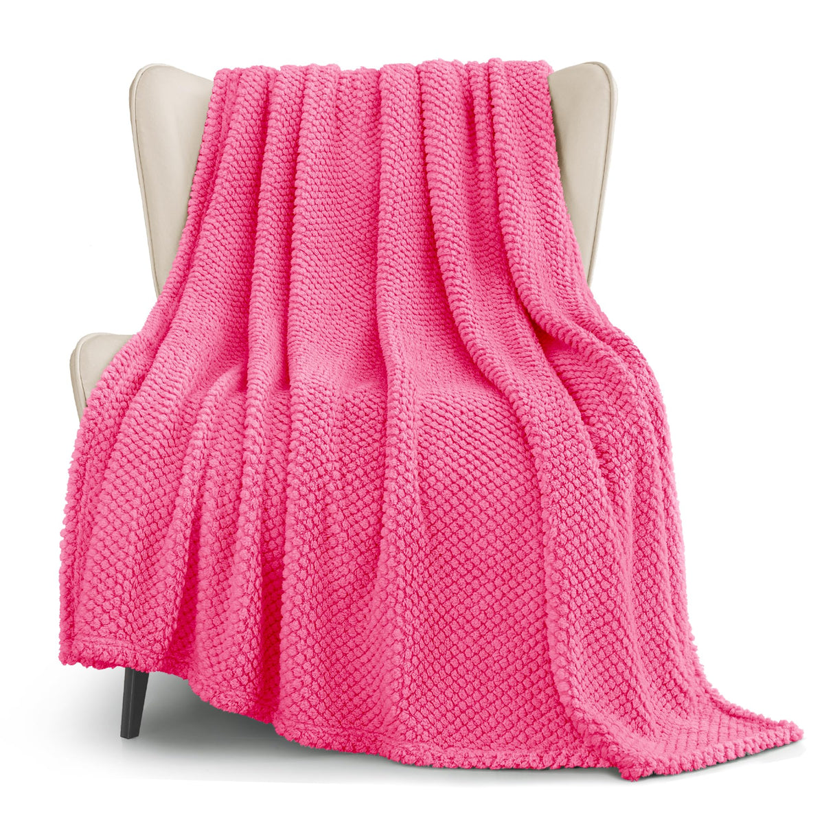 Whale Flotilla Extra Large Fuzzy Fleece Throw Blanket for Couch, 50x70 Inch Fluffy Warm Soft Jacquard Blankets for All Season, Lightweight and Cozy, Ivory