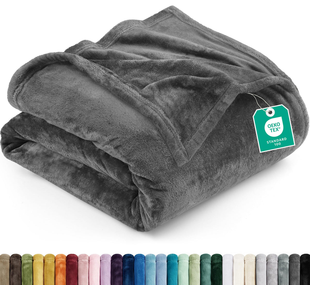 Utopia Bedding Ultra Soft Fleece Bed Blanket Full Size Grey (90x84 Inches)