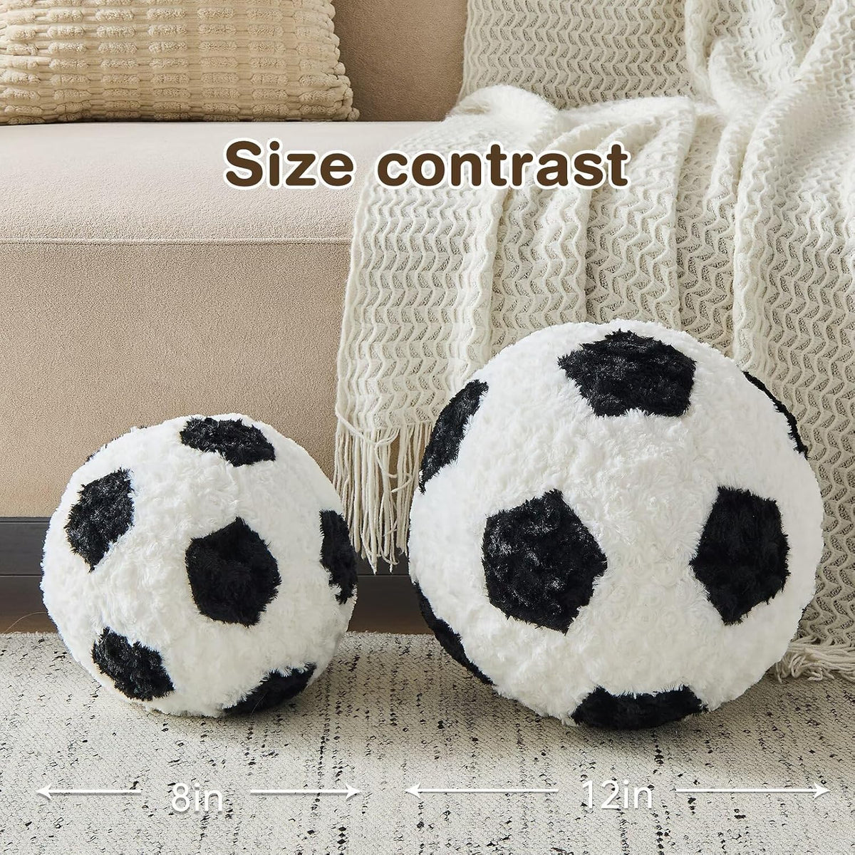 Soccer Throw Pillow Black Round Football Ball Pillow Soccer Plush Pillows Aesthetic Home Decor Soccer Ball Decorative Pillow Soft Soccer Ball for Bed Couth