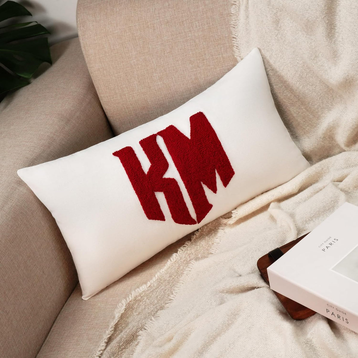mia'spillow lab Wedding Monogram Punch Needle Embroidery Pillow, Custom Letter Monogram Pillow, Personalized Couple Gift Idea, Lumbar Pillow, Couple Cushion