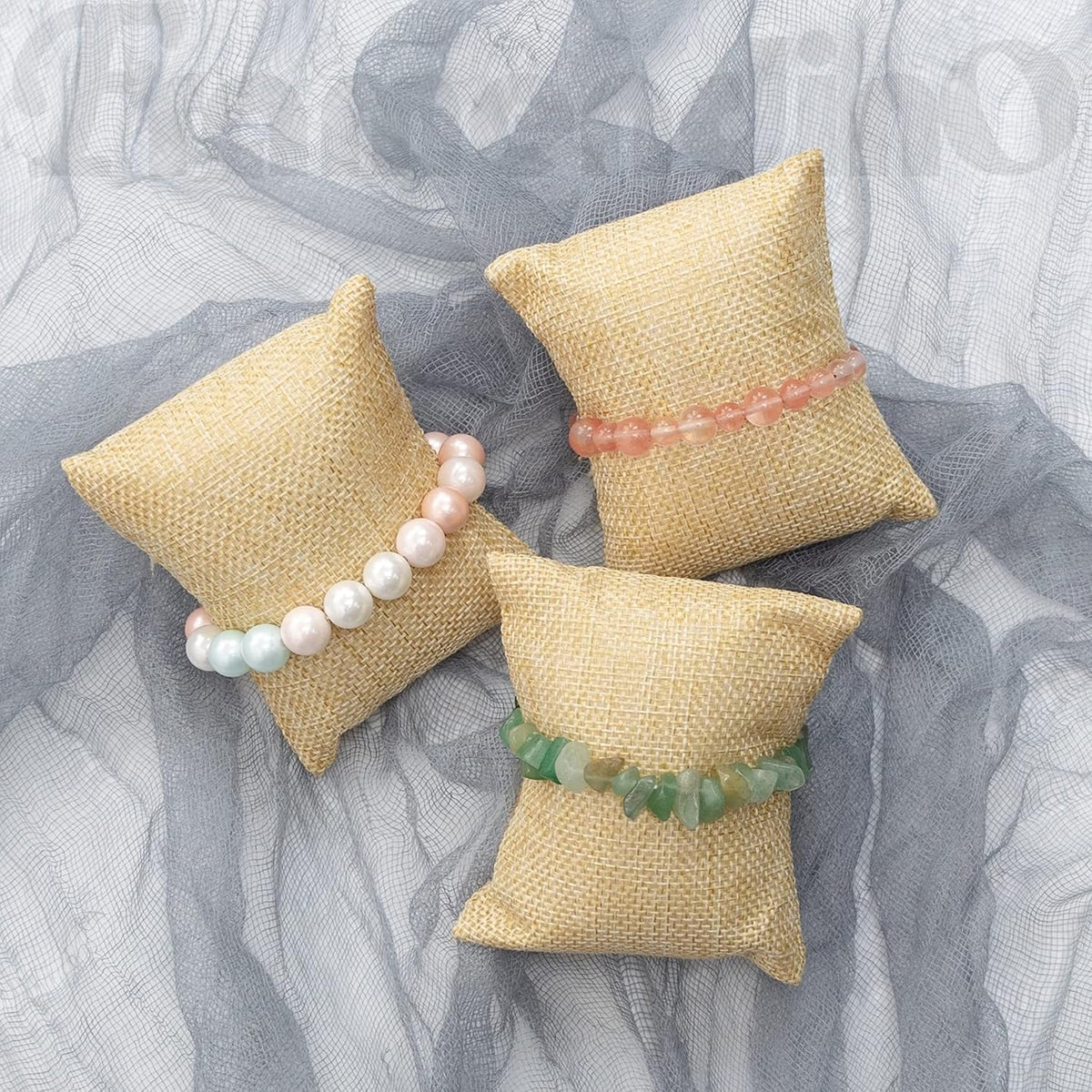 Framendino, 12 Pack Linen Bracelet Watch Pillow Jewelry Pillows Small Bangle Cushions for Displays Show