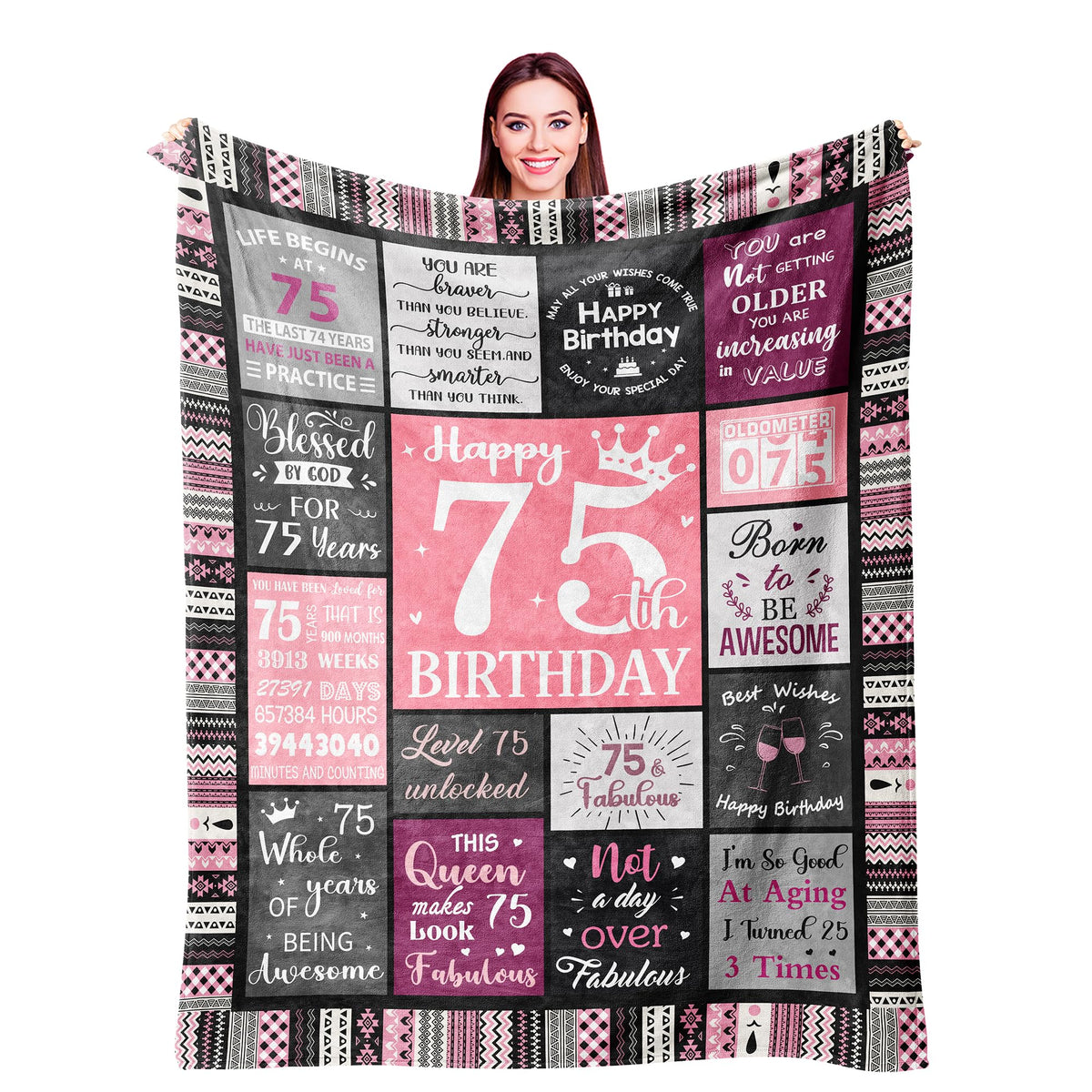 Ivivis Birthday Gifts for Women Girls Throw Blanket 60"X50", Happy Birthday Decorations for Woman, Gifts for Women Birthdays Unique, Womens Bday Gift Ideas for Her Friend Mom Sister Grandma Wife