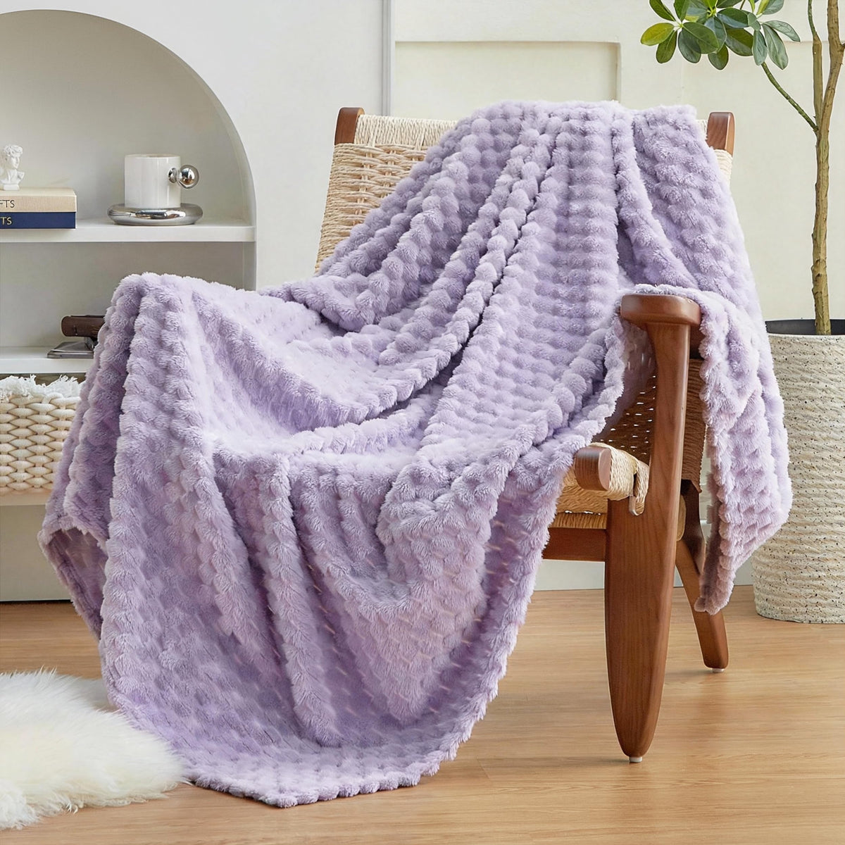 EXQ Home Turtle Shell Throw Blanket Beige for Couch Gentle Soft Fleece