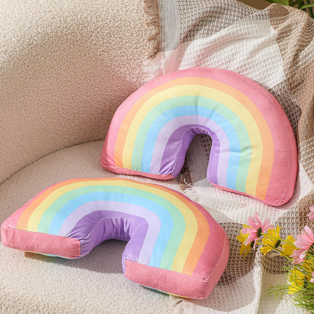 Chunful Rainbow Pillow Plush Arch Cushion,Macaron Colors,2 Pcs