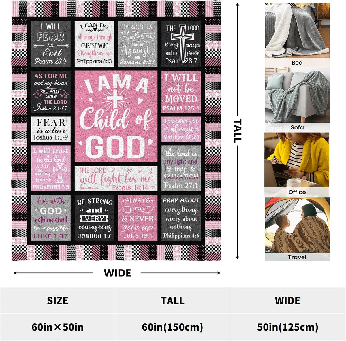 CUJUYO Christian Gifts for Women, Christian Birthday Gifts Blanket 60"x50"